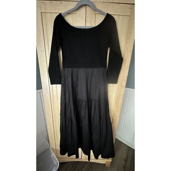 Tuckernuck Women's Black Marissa Midi Dress Fit and Flare Off-the-Shoulder SZ M - Picture 2 of 5